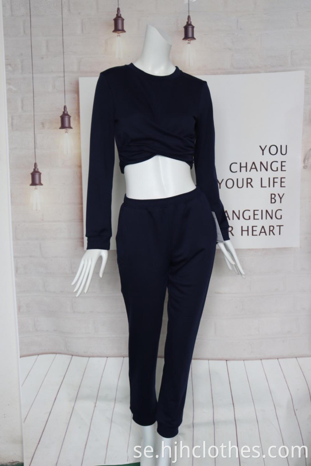 Black Midriff Crop Suit For Ladies